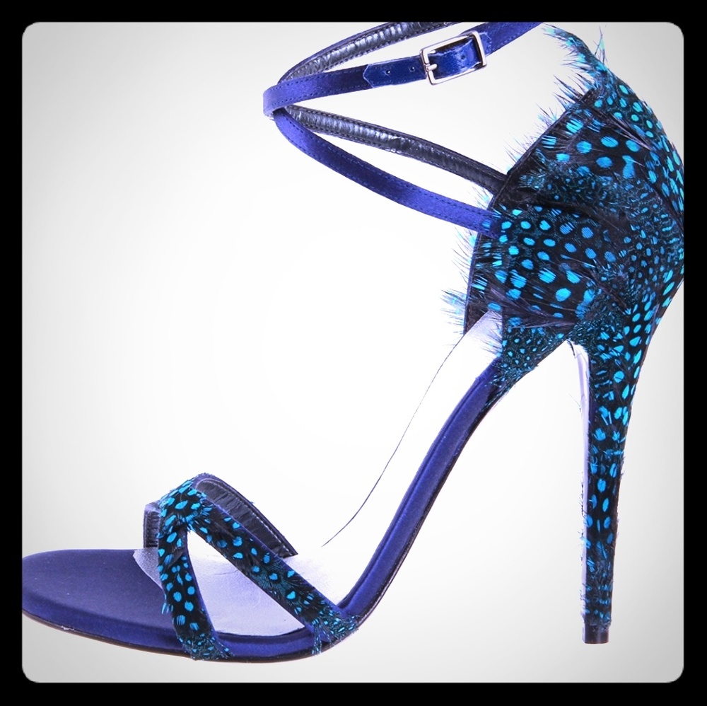 Stuart Weitzman Midnight blue/ Feathers  Sandals
